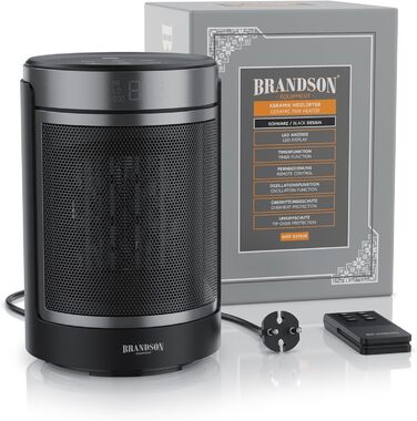 Електричний обігрівач Brandson з пультом керування, ECO-режим, осциляція 50°, 2 режими нагріву, захист від перегріву та перекидання
