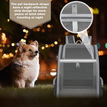 Рюкзак-переноска для кота/собаки, 40x32x28 см, сірий. Ідеально для тварин до 5 кг