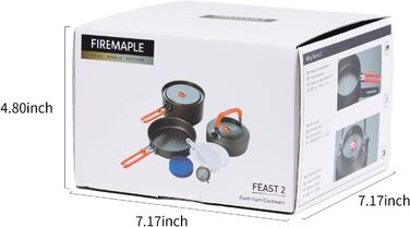 Набір кухонного посуду для кемпінгу Fire-Maple Feast 2: каструля, чайник, сковорода, миски та лопатка для 1-3 осіб (Помаранчевий)
