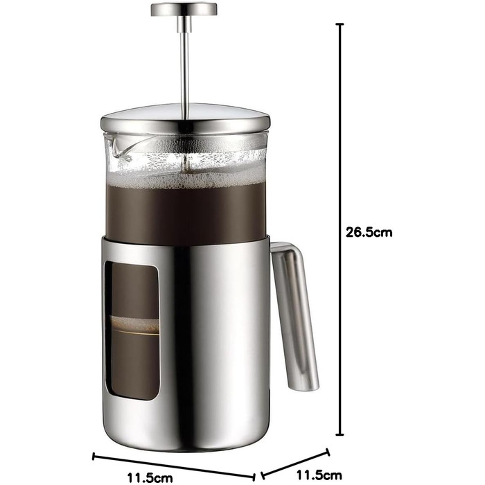 WMF Kult Coffee Press 1l, French Press, Coffee Maker for 6 Cups, Glass, Brushed Cromargan Stainless Steel, Dishwasher Safe