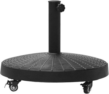 Outsunny Parasol Stand Umbrella Stand Umbrella Holder Umbrella Base 25 kg Rattan-look Stand Umbrella Ø38/48 mm with Wheels Resin + Metal Black Ø52 x 41 cm