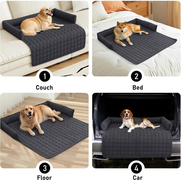 OKYUK Лежанка для собак, зручний коршок, диванчик для собак, чохол для дивана, ручне прання, неслизький, підходить для собак з довгою шерстю (темно-сірий, L 75 x B 75 x H 13 см) (90 x 90 x 10 см, Корд Темно-сірий)