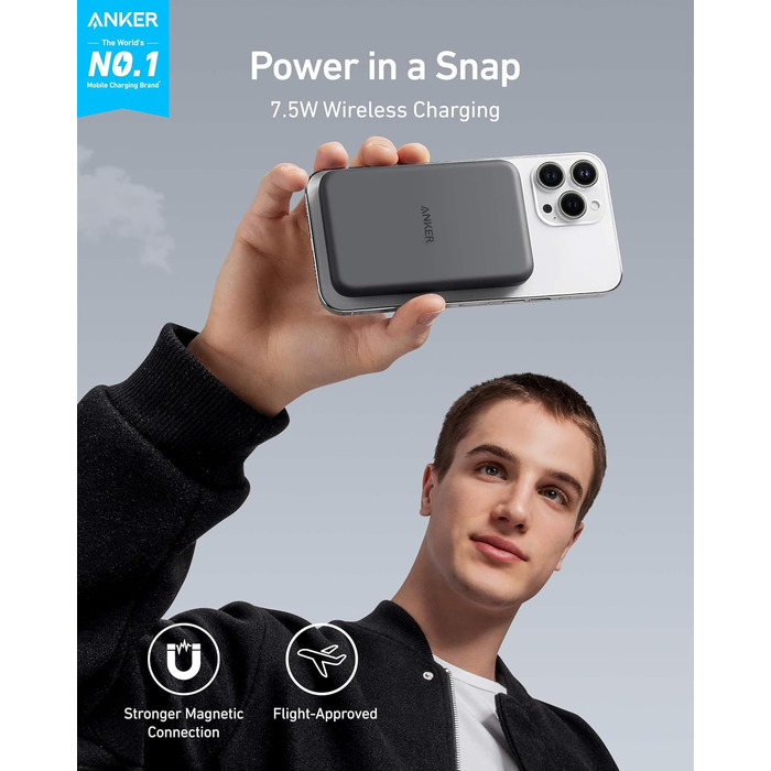 Anker MagGo 5000mAh Powerbank з магнітним з'єднанням (iPhone 13/12), чорний