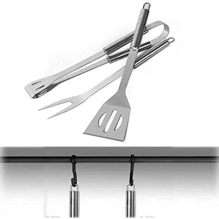 Набір гриль-посуду з нержавіючої сталі GQC, 3 шт. Професійний набір інструментів для грилю в кейсі. BBQ, кемпінг, сад, для чоловіків та жінок