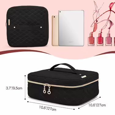 Yarwo Nail Polish Storage Bag for 36 Bottles (up to 15ml), Cosmetic Bag for Nail Polish Organizer, Nail Polish Bag for Transport and Storage, Black (PATENT PENDING)