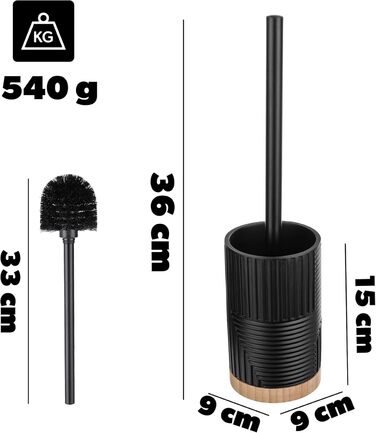Набір для туалету KADAX: щітка для унітазу з тримачем, чорний (без свердління)