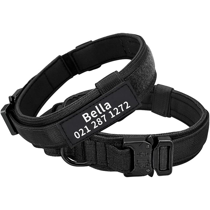 Тактичне нашийник для собак середніх та великих порід, персоналізований з іменем та номером телефону (Стиль A)