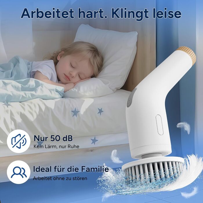 13-in-1 Electric Cleaning Brush with Extension Handle, Bathroom Accessory Set with 11 Interchangeable Brushes for Toilet, Bathtub, Kitchen, Floor (Ivory White)