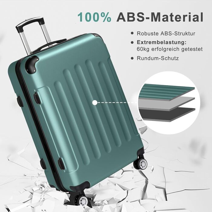 Набір валіз LEADZM 3 шт. з захистом кутів, ABS, телескопічний ручка, ручна поклажа, контрастне кольорове рішення (кремово-білий)