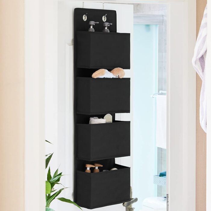 Органайзер для дверей Youdenova з 4 кишенями та 2 гачками, настінна полиця-органайзер для ванної, спальні, дитячої кімнати, чорний
