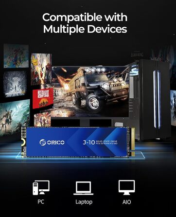 SSD Orico 1TB NVMe M.2 PCIe Gen3.0x4 - 3100 MB/s з кулером для ПК та відеомонтажу (J10)