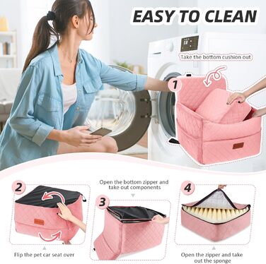 Автомобільний лежак для собак, рожевий: зручний, з кишенями та поворотком для повіска, для собак маленьких та середніх порід