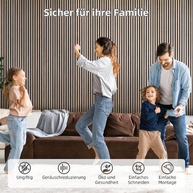 Акустичні 3D-панелі JAMELO з шпоном горіха, самоклеючі стінні панелі для звукоізоляції та декору стін, стелі та дверей, 10 шт. (30x15x1.2 см), колір світлий горіх