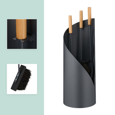 Relaxdays 4-Piece Fireplace Set with Stand