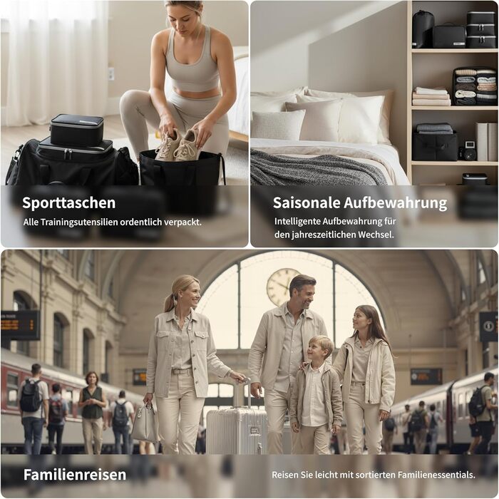 Органайзер для валізи Cipway, 5 шт. - кубики для одягу, нейлон, сірий (5PCS, чорний)