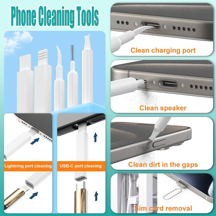Набір для чищення VICHYIE 32 в 1: клавіатура, телефон, навушники AirPods, iPhone, планшет, ноутбук, монітор, камера