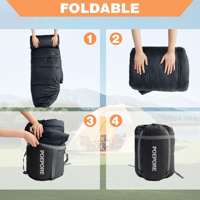 Спальний мішок Poepore Outdoor Winter для дорослих, XXL, 3-4 сезони, теплий бавовняний фліс, 230x100 см, 0°C (сірий, -6°C)
