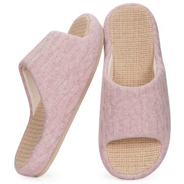 Тапочки жіночі Eagsouni з льону, зручні, з антиковзкою підошвою, з Memory Foam, для дому, рожеві (39/40 EU)