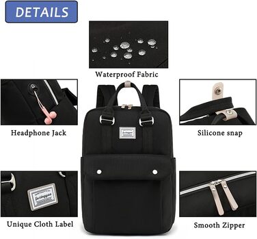 Рюкзак FUXINGYAO для жінок з відділенням для ноутбука 15,6 дюймів, антикрадійний, чорний, 23L