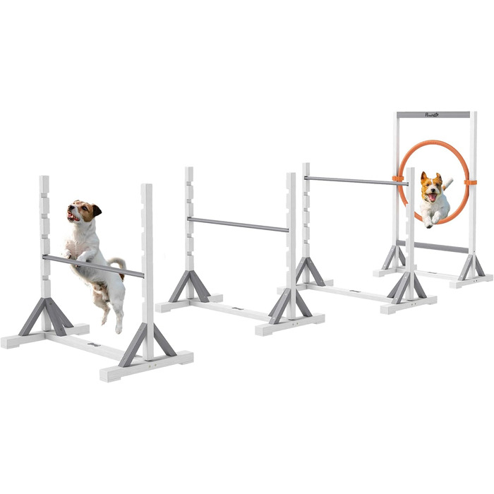 Набір для аджиліті PawHut для собак: 4 елементи, регульовані стрибки, обручі, тренувальне обладнання, координація, ігри та тренування