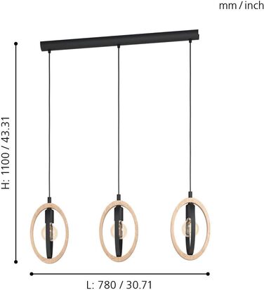 Торшер EGLO Basildon 1: дерев'яний торшер з абажуром, з вимикачем, E27, для вітальні, спальні, чорний, натуральний колір