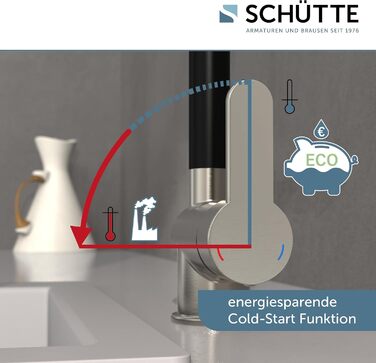 Змішувач кухонний SCHÜTTE RIO 360° з високим виливом, чорний матовий (нержавіюча сталь), для однієї/двох мийок