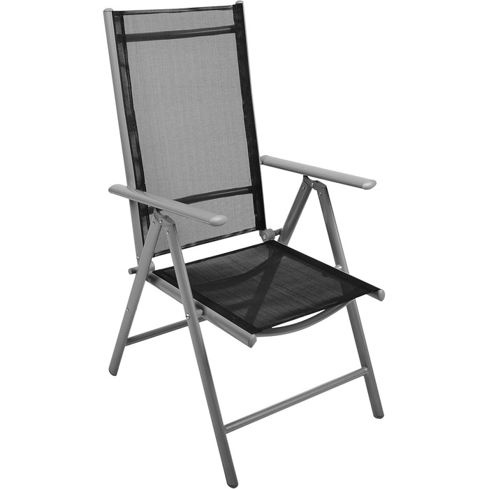 Набір садових складних стільців Nexos 4 шт. для саду, тераси, кемпінгу - алюмінієвий каркас, чорний