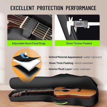 CAHAYA Softshell-чохол для акустичної гітари з підкладкою - 12 мм, Gigbag, рюкзак для гітари з кишенями, модний чохол для гітари 40/41/42 дюйми