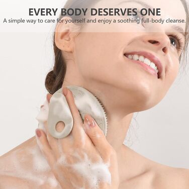 Силіконова щітка для тіла, скрабер для душу, щітка для тіла, скрабер для пелінгу, м'які щетинки, для жінок, чоловіків, дітей, чутливої шкіри, 1 шт. (Чорний+сірий)