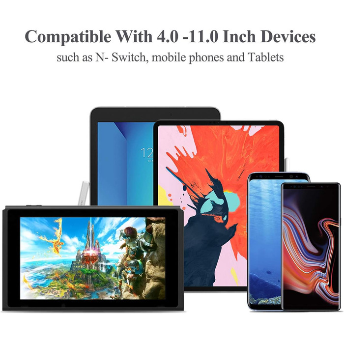 Автотримач для Nintendo Switch/Switch OLED - універсальний, регульований, для авто (4'-11'), чорний