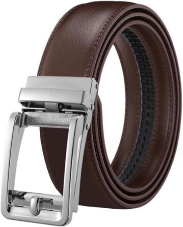 Чоловічий шкіряний ремінь на автоматичній застібці з металевою пряжкою, 3.5 см, 130 см (білий, кавовий)