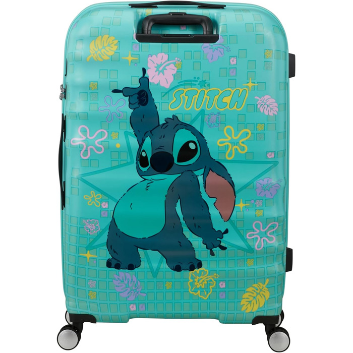 Чемодан American Tourister Wavebreaker Disney FL Spinner L, 77 см, 96 л, з принтом Stitch Flower, матове покриття