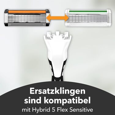 Чоловіча бритва BIC Hybrid 5 Flex, набір з 10 змінних касет по 5 лез, з алое вера та вітаміном E, з тримером для точного гоління