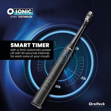 Звукова електрична зубна щітка OSONIC з 8 насадками, 5 режимів, відбілювання за 2 тижні, таймер 2 хв, IPX8, для дорослих та дітей, USB зарядка (біла)