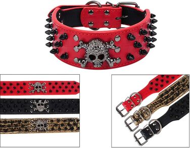 Нашийник для собак ETOPARS з черепом та шипами, з регулюванням, з крокодилової шкіри, золотий (M)