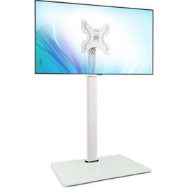 FITUEYES Adjustable TV Stand - Swivel & Tilt Floor Stand for 19-42 inch Flat & Curved TVs up to 35kg, VESA 200x200 - White