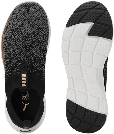 Жіночі кросівки Puma Softride Remi Slip-on для бігу та повсякденного носіння (37.5 EU, чорний, золотий, темно-сірий)