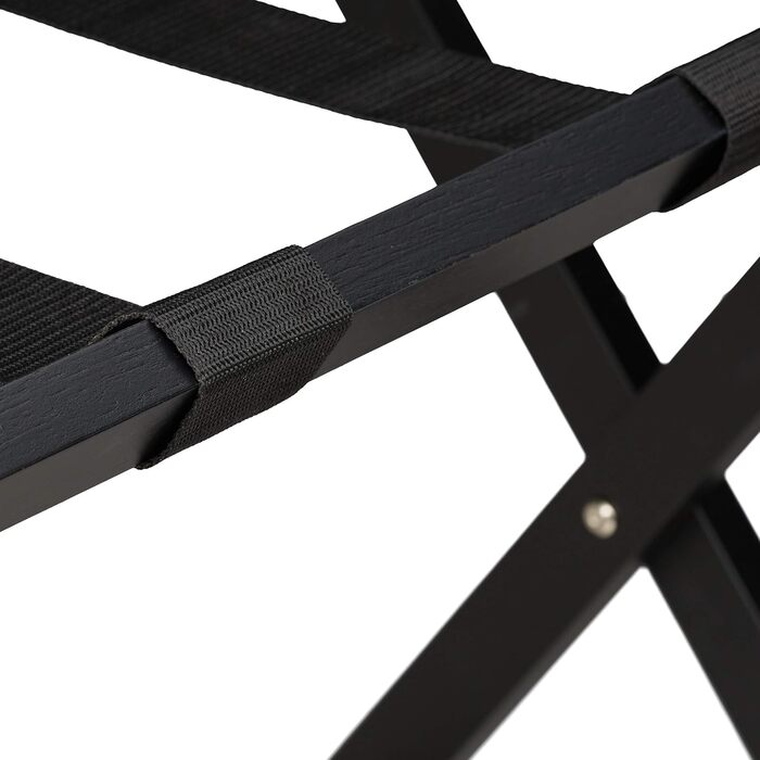 Relaxdays Folding Suit Stand, Wooden Luggage Rack, HBT: 54.5 x 66 x 44 cm, Suitcase Stool for Hotel & Home, (Black)