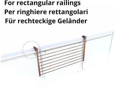 Сушарка для білизни Foxydry Duo для балкона, тераси та перил з нержавіючої сталі та алюмінію, коричнева, 102 см