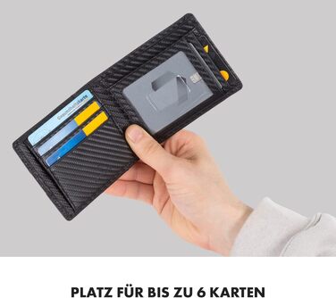 Портмоне ZNAP® Slim Wallet: картхолдер для чоловіків з RFID захистом (Flapp Carbon, 8 карт)