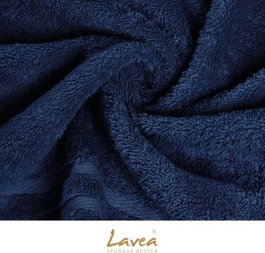Набір банних рушників Lavea Elena (4 шт.), 100% бавовна, м'яка махрова тканина, темно-синій колір, 70x140 см