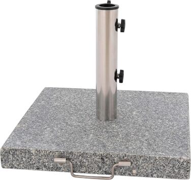 Nexos Parasol Stand 30kg Polished Granite Stainless Steel Square 45 x 45 cm Parasol Stand with Handle and Wheels