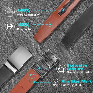 Чоловічий ремінь на пряжці, автоматична застібка, для костюма та ділового одягу, ширина 35 мм, регульований розмір, колір чорний, довжина 130 см, підходить для об'єму талії 28'-44'