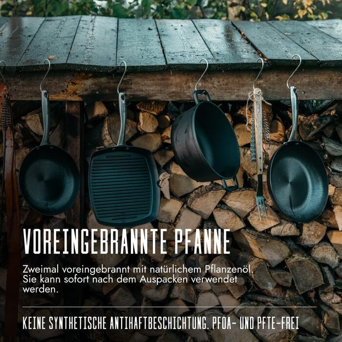 Чавунна сковорода-гриль SKOTTSBERG 28x28 см, з антипригарним покриттям (без PFAS), для індукції, газу, електроплити, духовки та гриля