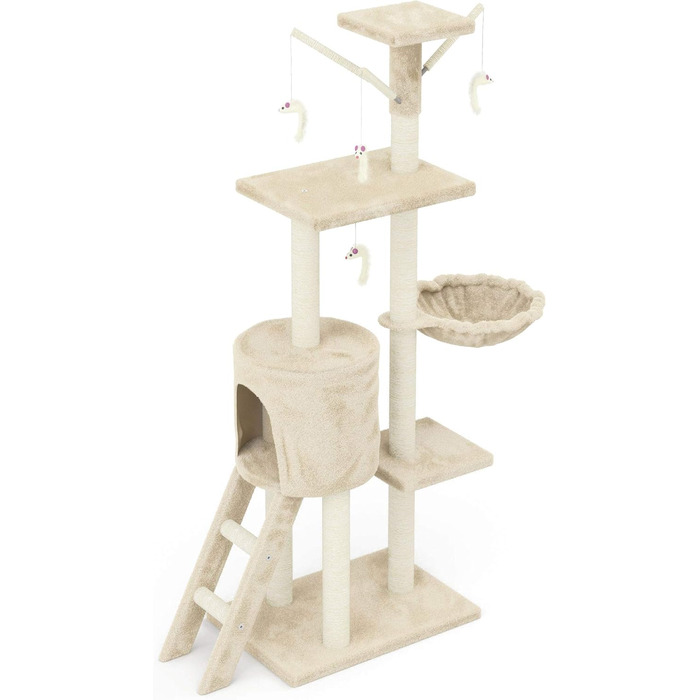 Дерев'яний кігтеточка для котів Beltom® Kratzbaum 140 см, ігровий комплекс, бежевий