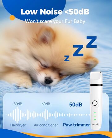 Schermaschine для собак та котів oneisall 4-в-1: стрижка, триммінг, шліфування кігтів. Безшумна, акумуляторна модель з 4 насадками для тіла, лап, очей та вух.