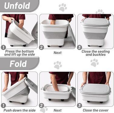 Контейнер для корму для собак MALLMALL6 – складний контейнер для тваринного корму з колесами, лопаткою та дезодоруючою коробкою, герметичний багатофункціональний 30-літровий контейнер для собак, котів, птахів