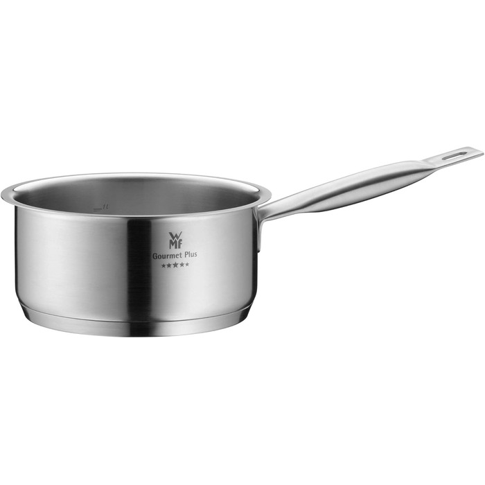 Каструля WMF Gourmet Plus 16 см з нержавіючої сталі Cromargan з кришкою, 1.4 л, для індукційних плит, з внутрішньою шкалою