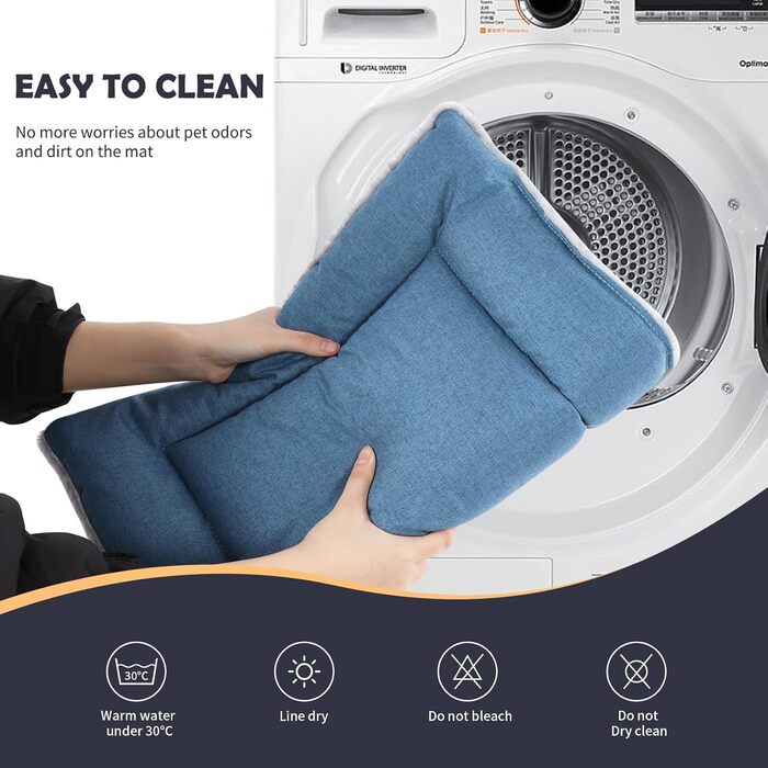 IEUUMLER Dog Bed Washable Dog Mat, Fluffy Soft and Warm Dog Blanket for Travel, Cat Cushion for Large and Small Dogs or Cats FC014 (Gray, 106 * 71cm) (XS(45*33cm), Gray and Blue)