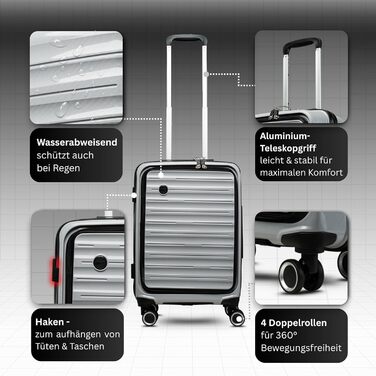 Великий валіза 100 літрів з TSA замком: валіза, ролер, валіза для подорожей, жорсткий корпус, сірий (SET)